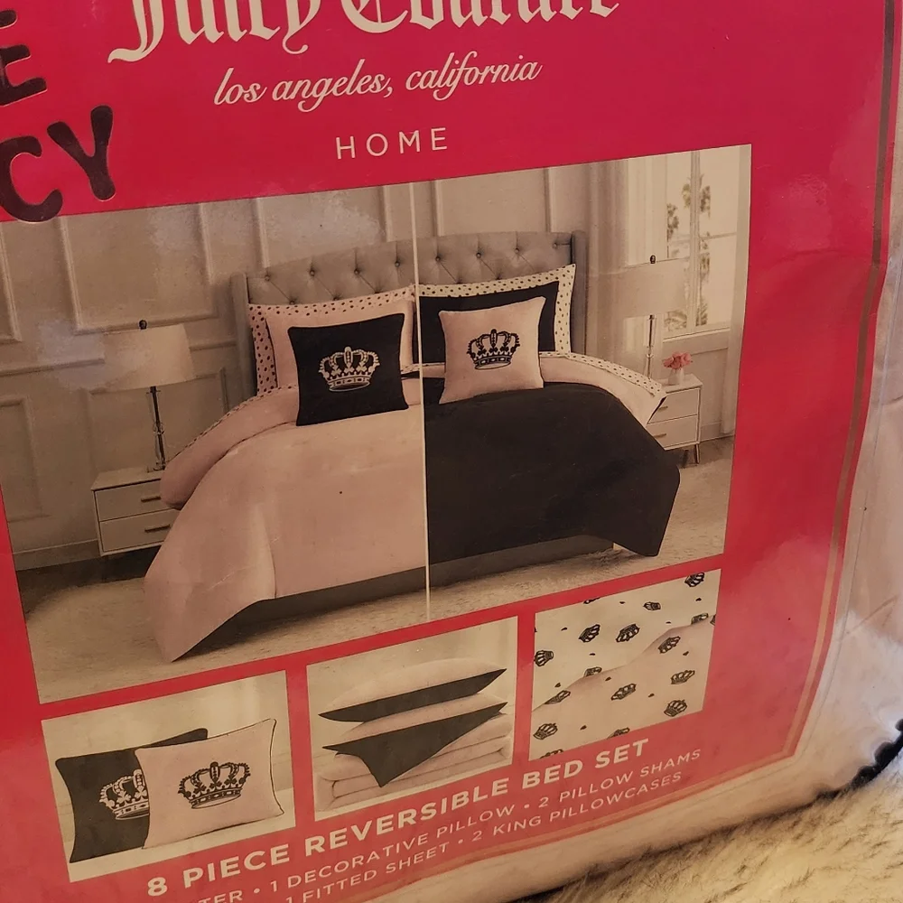 Juicy Couture Reversible 8 Piece King Size Designer Bed Set New